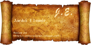 Jankó Elemér névjegykártya